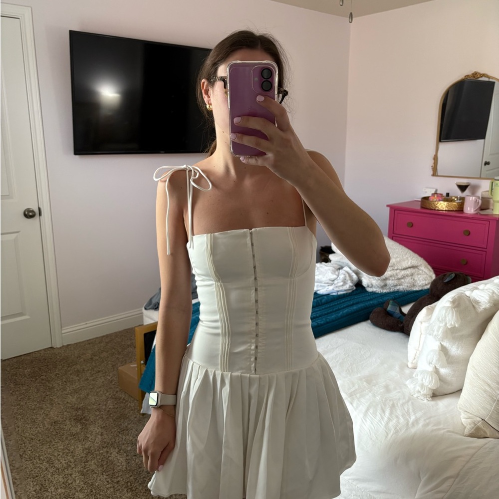 House of CB White Mini Dress with Tie Straps